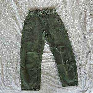 Elastic Cargo Army Green Pants